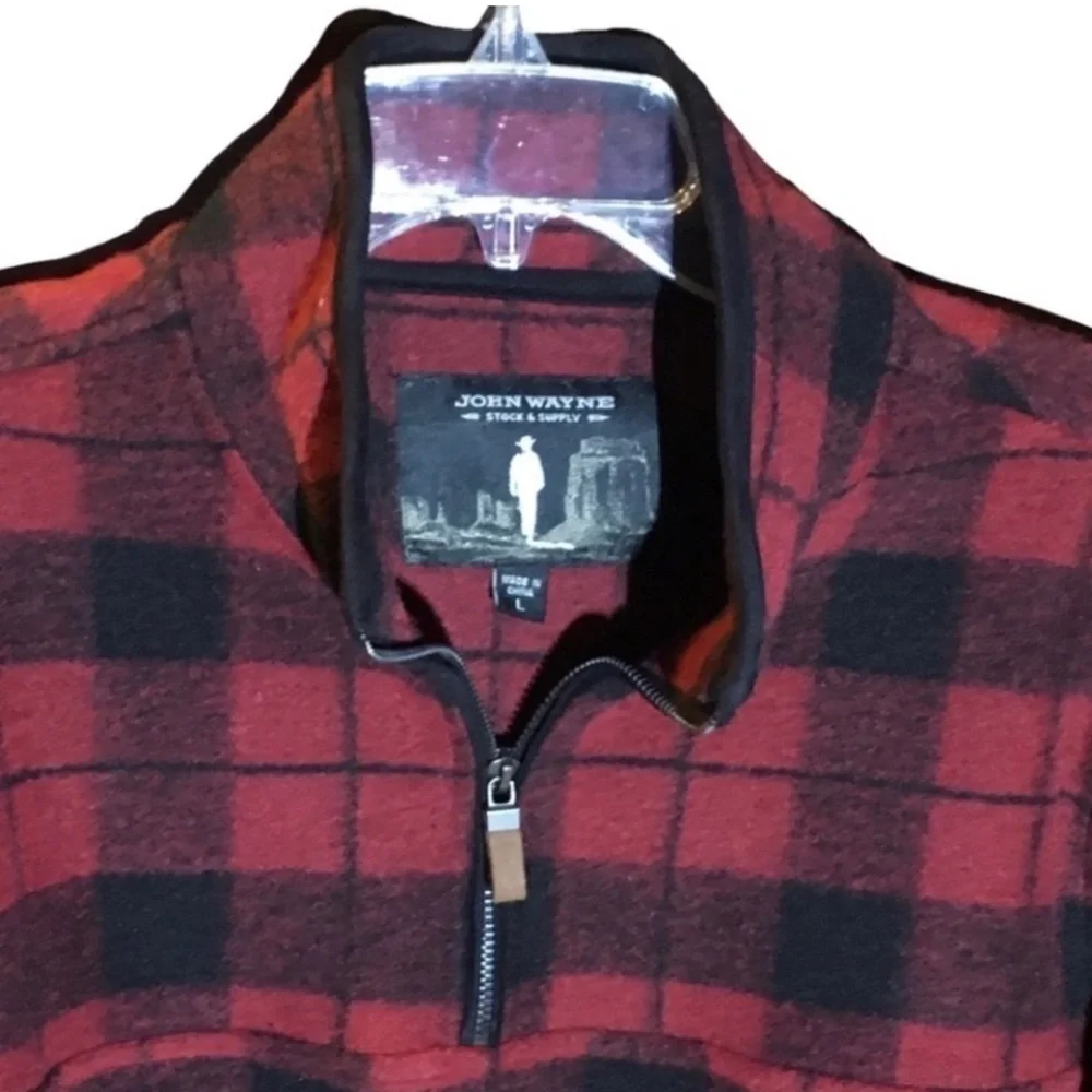 Outdoor Western Rancher Plaid 1/4 Zip Pullover John Wayne Stock & Supply L